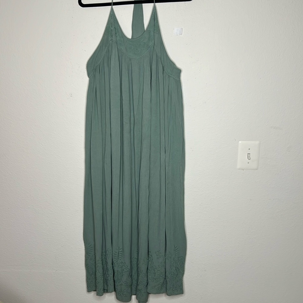 Free People Sage Green Embroidered Maxi Dress - Picture 3 of 7